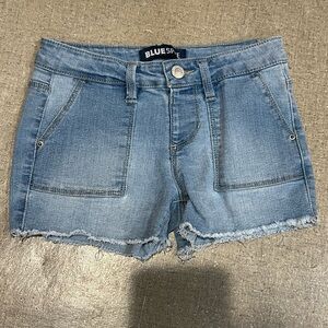 Blue Spice Light Blue Frayed Hem Jean Shorts
